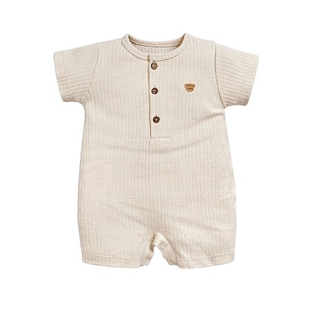 Macacão Curto Canelado Bege