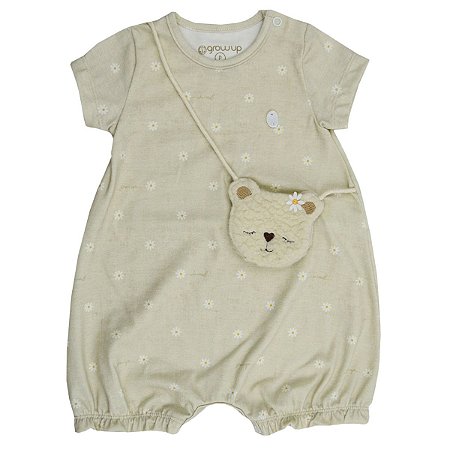 Banho de Sol Bordado com Bolsa de Urso Suedine Bege