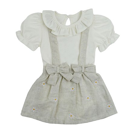 Salopete com Body Sand Bege