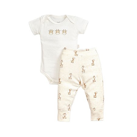 Conjunto Body Estampado Calça Girafinha Off White