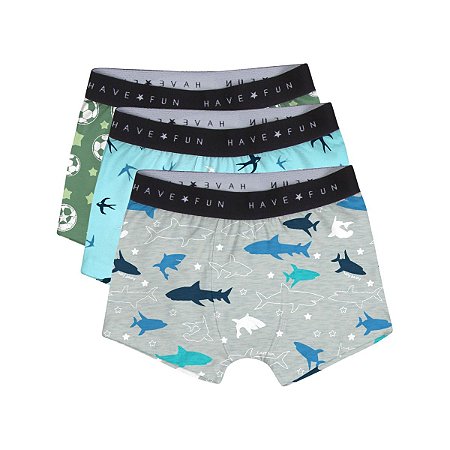 Kit 3 Cuecas Box Estampadas em Cotton