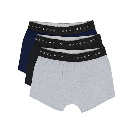 Kit 3 Cuecas Box Lisa em Cotton