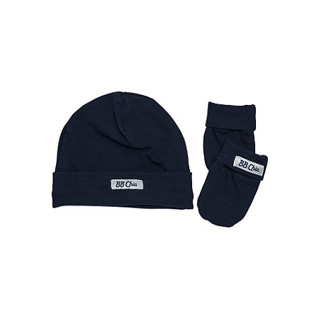 Kit Touca e Luva Suedine Azul Marinho