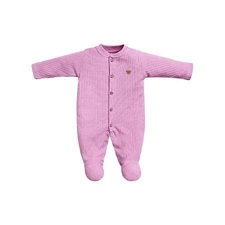 Macacão Longo Bordado Canelado Lilás