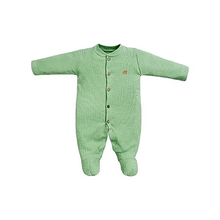 Macacão Longo Bordado Canelado Verde