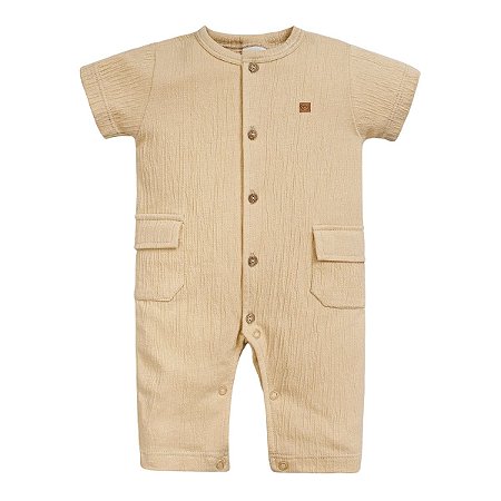 Macacão Longo Malha Anarruga Bege