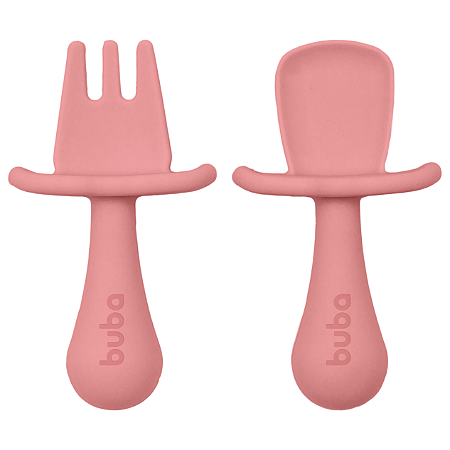 Kit Talheres em Silicone Rosa