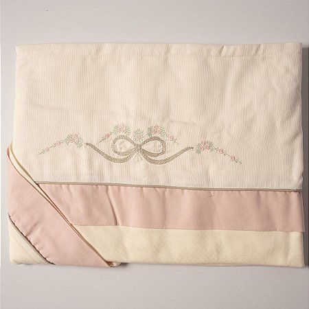 Jogo Lençol Berço 3 Peças Laço Rosê