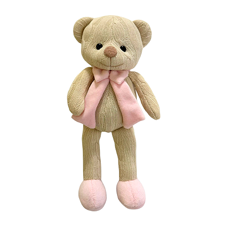 Urso Tricot Rosa Bebê 30cm