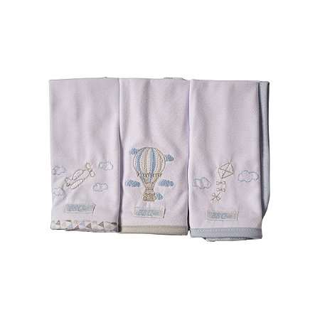 Kit 3 Babinhas Malha Dupla com Porta Chupeta Balão Cinza