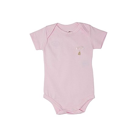 Body Pingente Ursinho Manga Curta Rosa Bebê