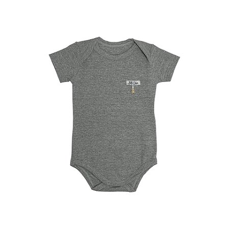 Body Pingente Ursinho Manga Curta Cinza