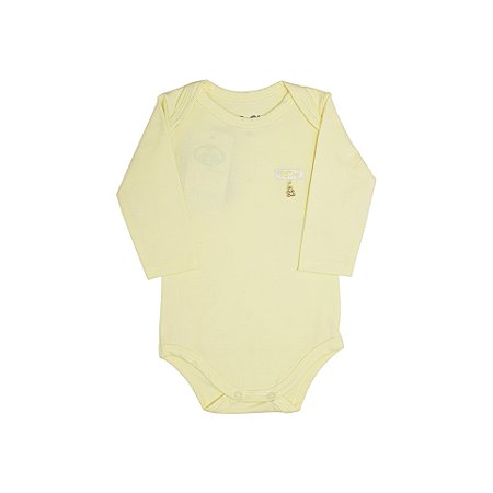 Body Pingente Ursinho Manga Longa Amarelo
