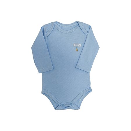 Body Pingente Ursinho Manga Longa Azul Bebê