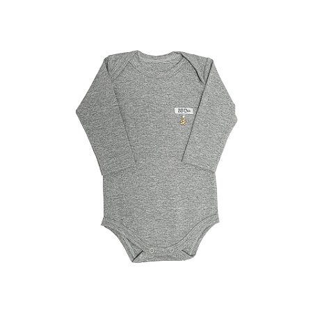 Body Pingente Ursinho Manga Longa Cinza