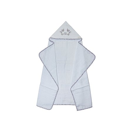 Toalha de Banho Fralda com Capuz Bordado Borboleta Lilás