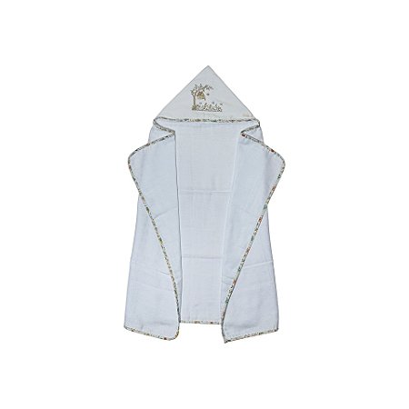 Toalha de Banho Fralda com Capuz Bordado Jardim Floral