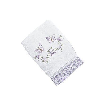 Toalha de Boca Bordado Borboleta Lilás
