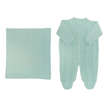 Saída de Maternidade 2 Peças Tricot Verde Água