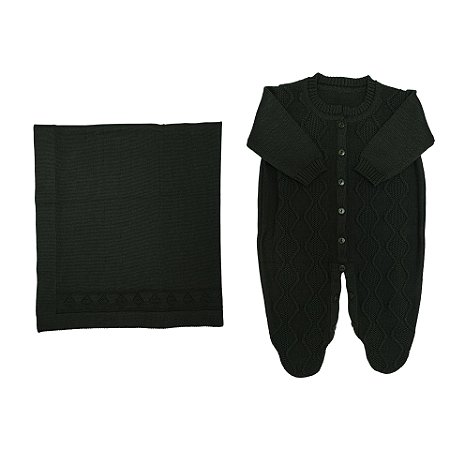 Saída de Maternidade 2 Peças Tricot Verde Militar