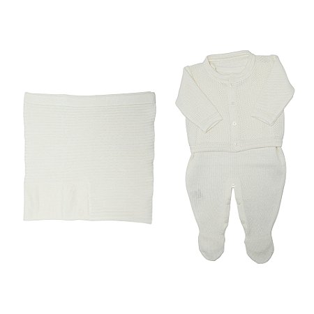 Saída Maternidade 3 Peças Tricot Off White