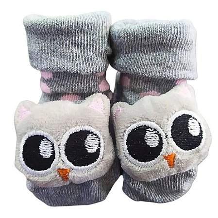 Meia Sapatinho Antiderrapante com Corujinha