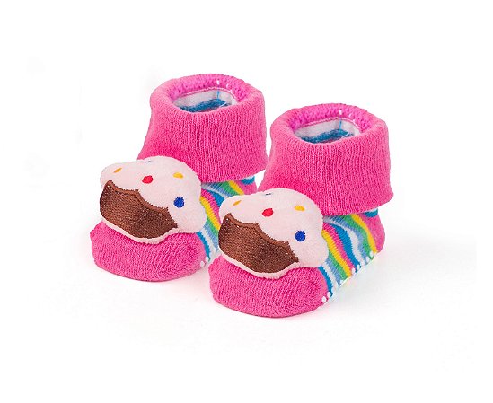 Meia Sapatinho Antiderrapante com Cupcake