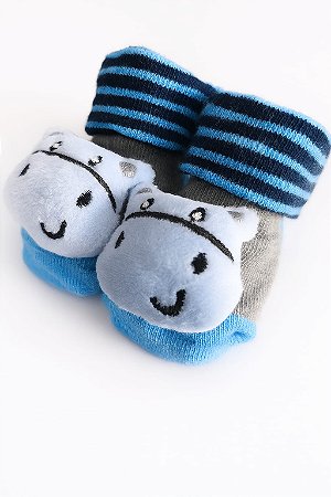 Meia Sapatinho Antiderrapante com Hipopótamo
