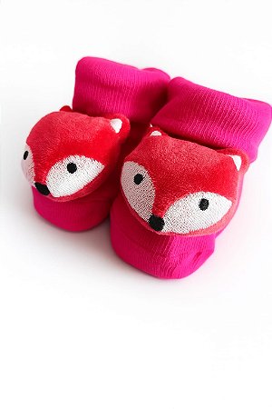 Meia Sapatinho Antiderrapante com Raposinha Pink