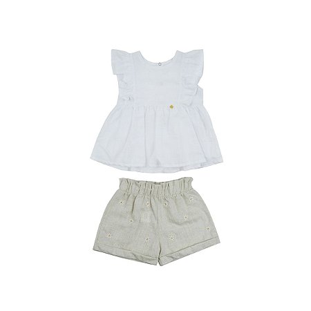 Conjunto Blusinha e Short White Pearl Branco