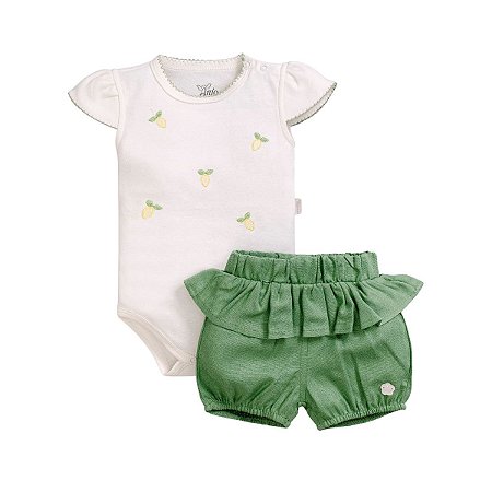 Conjunto Body Limão com Shorts Verde