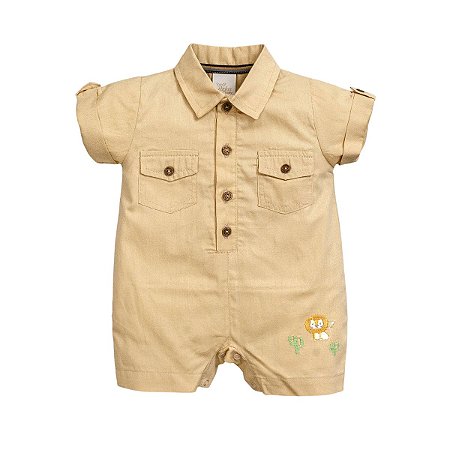 Macacão Curto Tricoline Bege