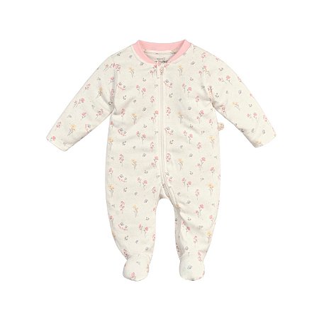 Macacão Longo Estampado Suedine Flores Rosê