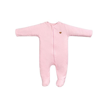Macacão Longo Zíper Suedine Egípcia Rosa