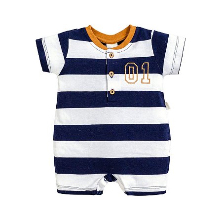 Macacão Manga Curta Cotton Listrado