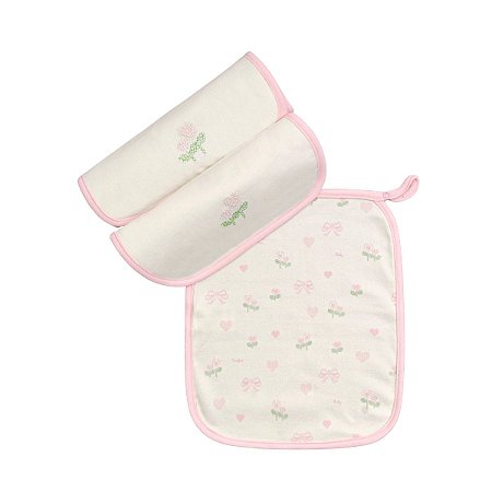 Kit 3 Babinhas Malha Aveludada Coração Rosa