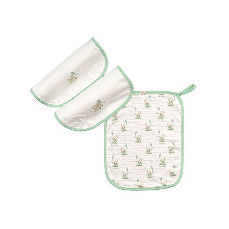 Kit 3 Babinhas Malha Aveludada Urso Verde