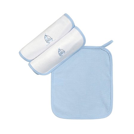 Kit 3 Babinhas Malha Tricot e Suedine Barquinho Azul