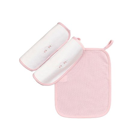 Kit 3 Babinhas Malha Tricot e Suedine Flores Rosa