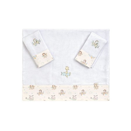 Kit 3 Fraldas Ombro e Boca Avião Bege