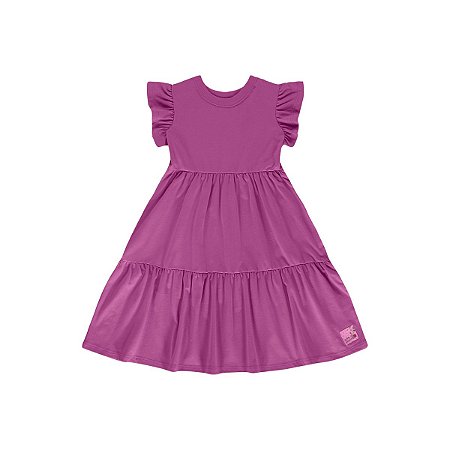 Vestido Manga Curta Meia Malha Lilas Neon