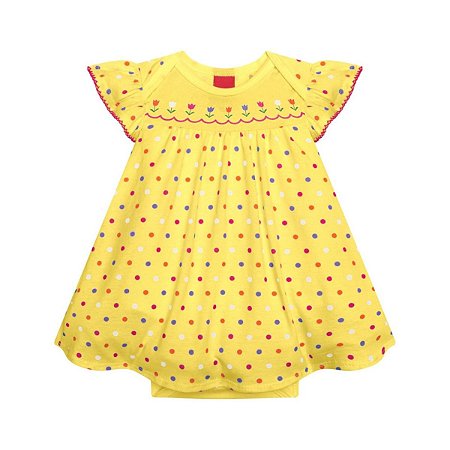 Vestido de Bolinha Amarelo