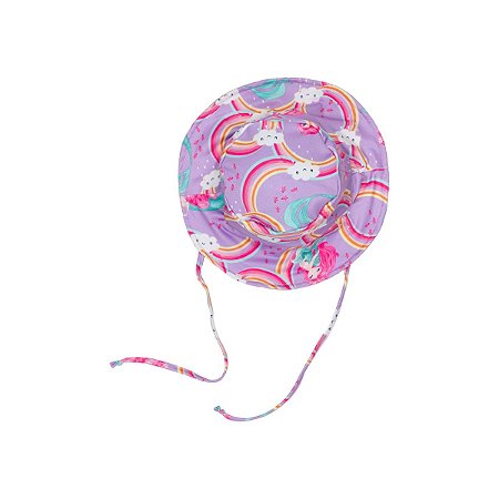 Chapéu de Praia Proteção UV Estampado Sereia Lilás