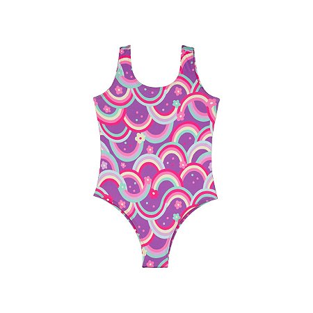 Maiô Regata Proteção UV Estampado Sereia Lilás