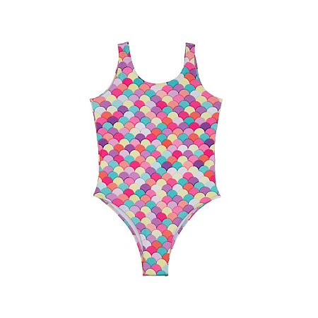 Maiô Regata Proteção UV Estampado Sereia Rosa