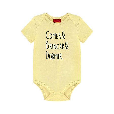 Body Manga Curta Cotton Amarelo