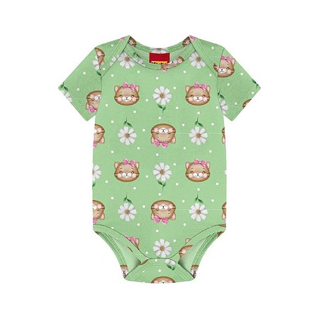 Body Manga Curta Gatinha Verde