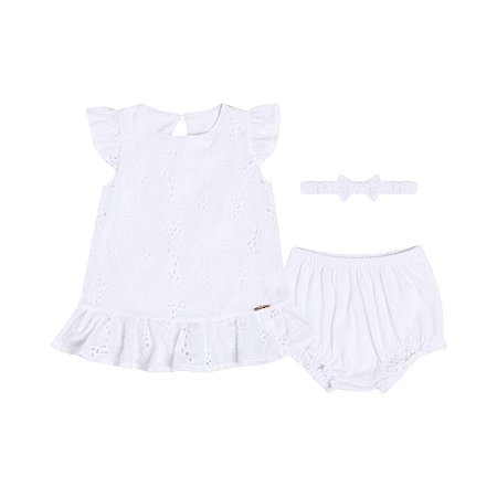 Vestido Delicadeza Laise com Tapa Fralda e Faixa