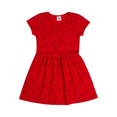 Vestido sem Manga Estampado Cotton Vermelho