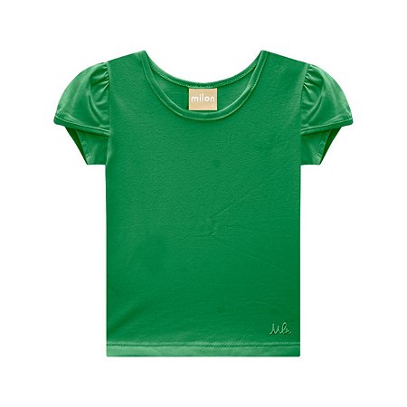 Blusa Manga Curta Cotton Básica Verde